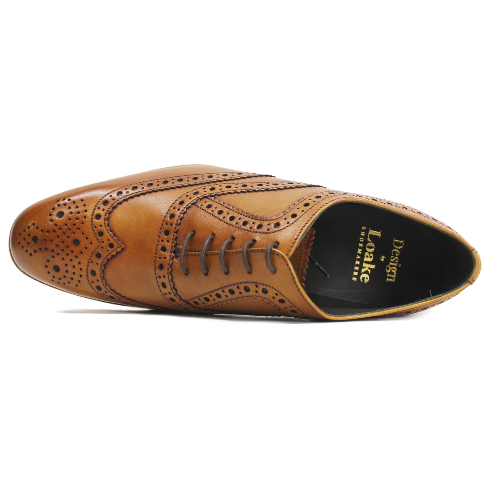 Loake Fearnley Polished Leather Men's Brogue Shoes#color_tan
