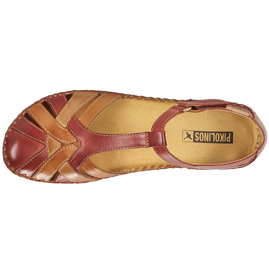 Pikolinos Puerto Vallarta 655-0732C5 Leather Womens Sandals#color_sandia ivory brandy