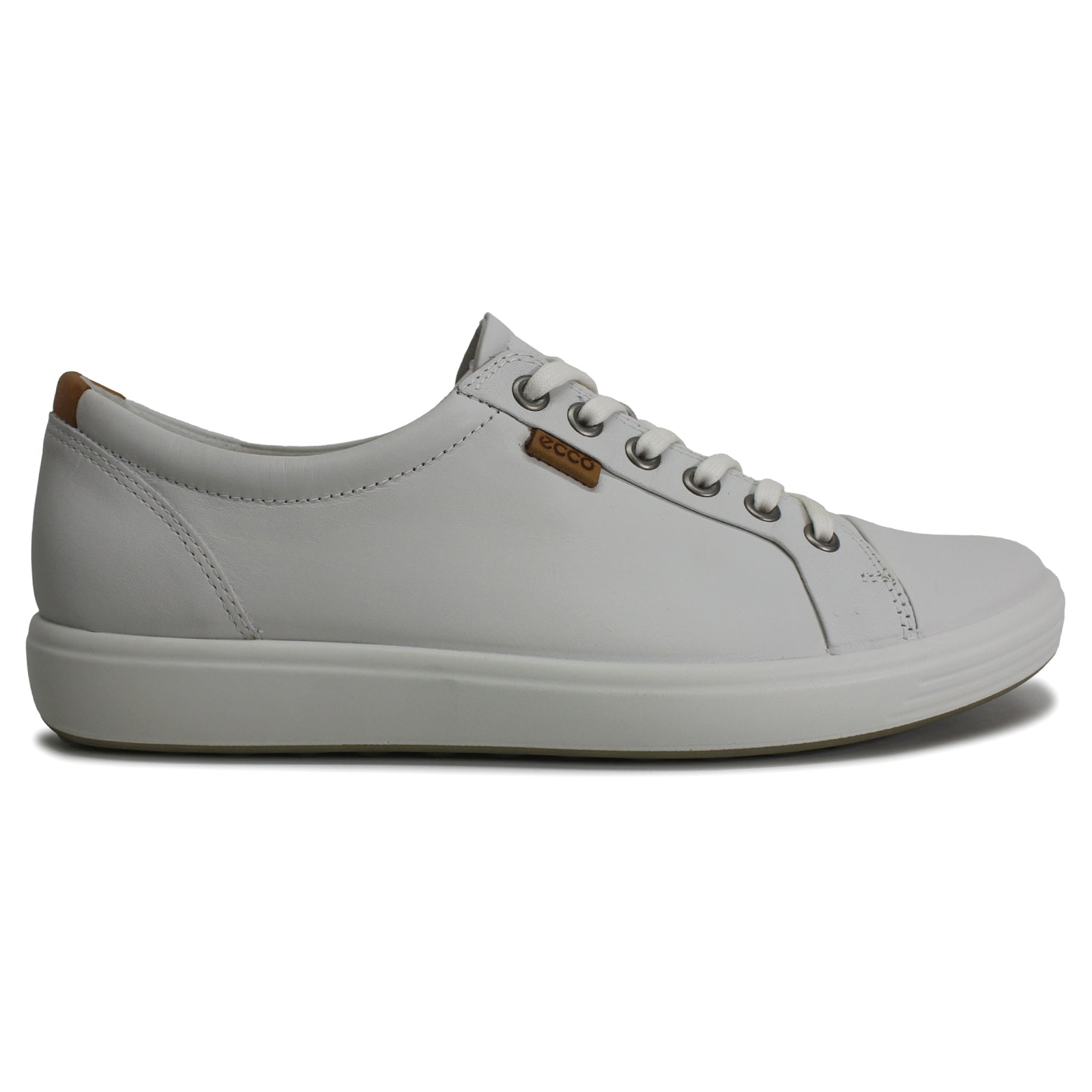 Ecco Soft 7 430003 Leather Womens Trainers#color_white