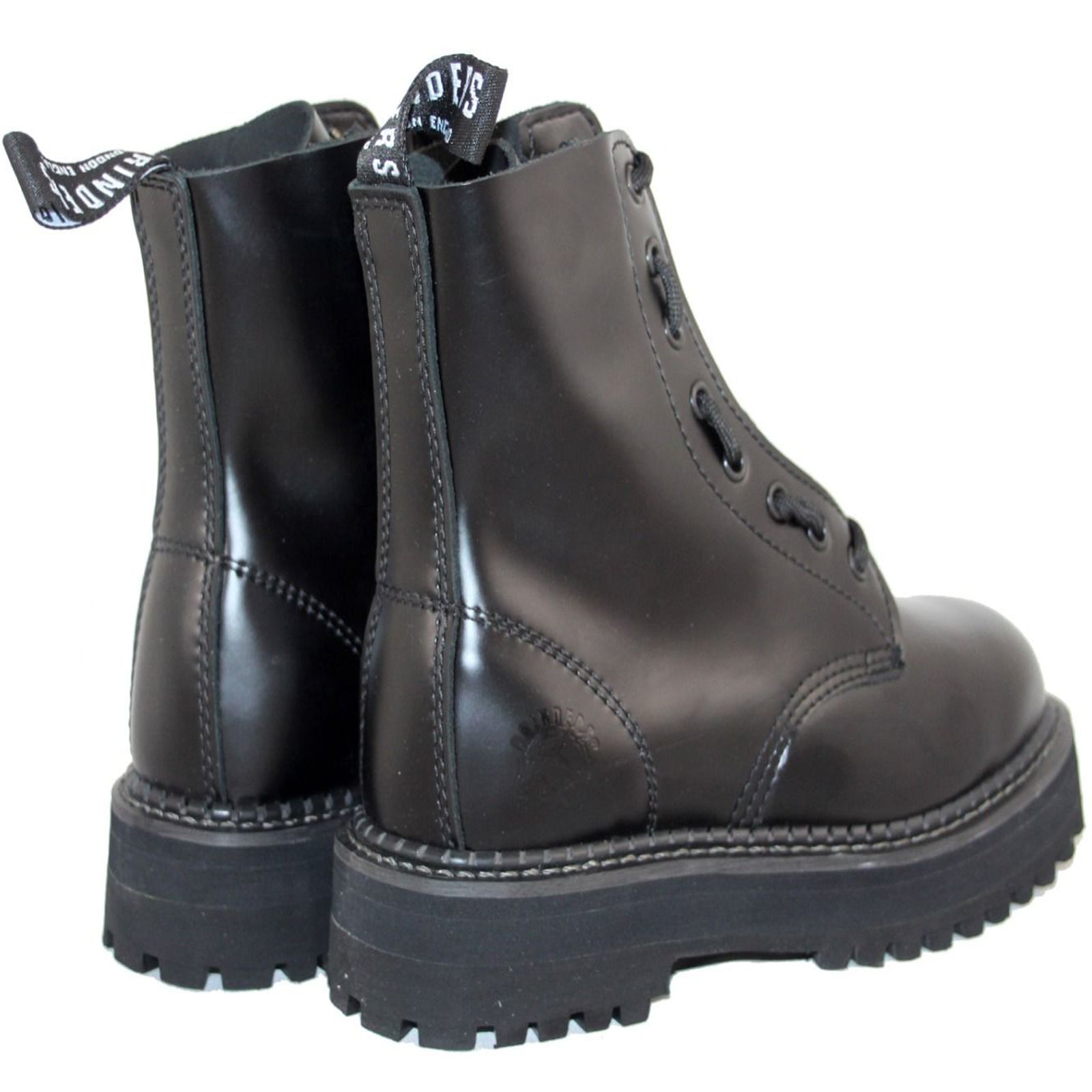 Grinders Zip And Lace Leather Womens Boots#color_black