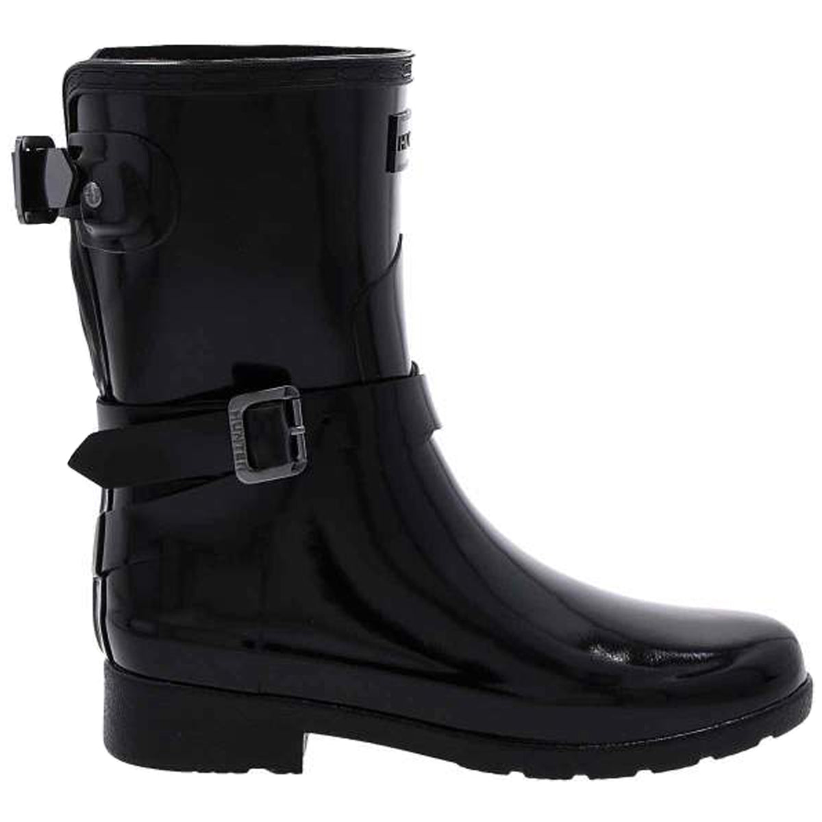 Hunter Refined Adjustable Short Gloss Rubber Womens Boots#color_black