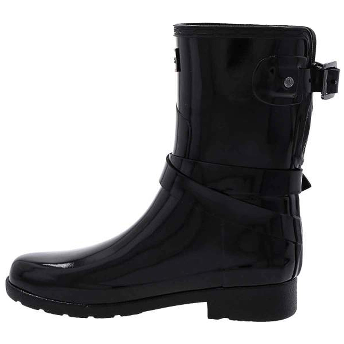 Hunter Refined Adjustable Short Gloss Rubber Womens Boots#color_black