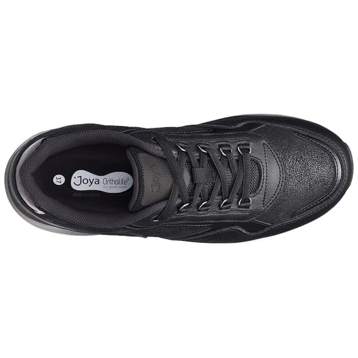 Joya Tina II Leather Womens Trainers#color_black