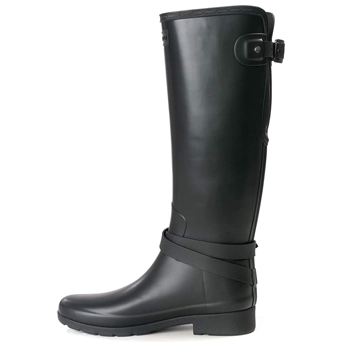 Hunter Refined Back Adjustable Tall Rubber Womens Boots#color_black
