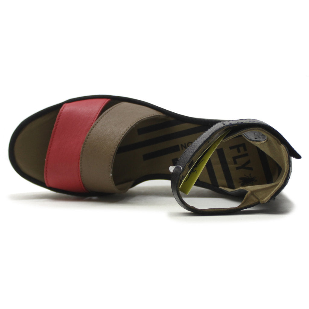 Fly London BONO290FLY Leather Womens Sandals#color_raspberry ground black