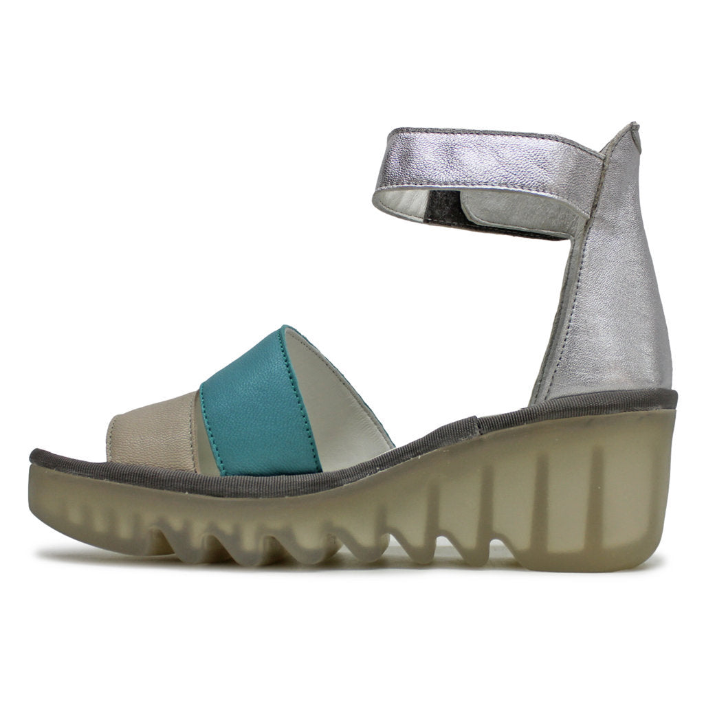 Fly London BONO290FLY Leather Womens Sandals#color_cloud turquoise silver