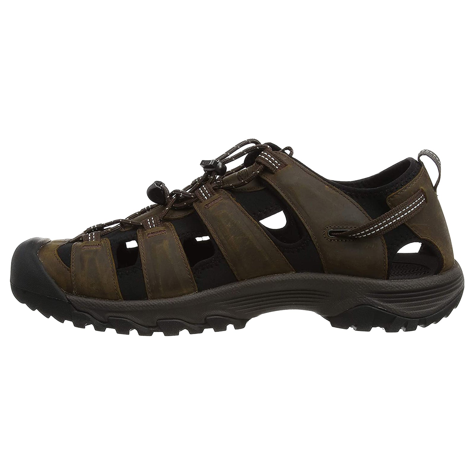 Keen Targhee III Leather Textile Mens Sandals#color_bison mulch