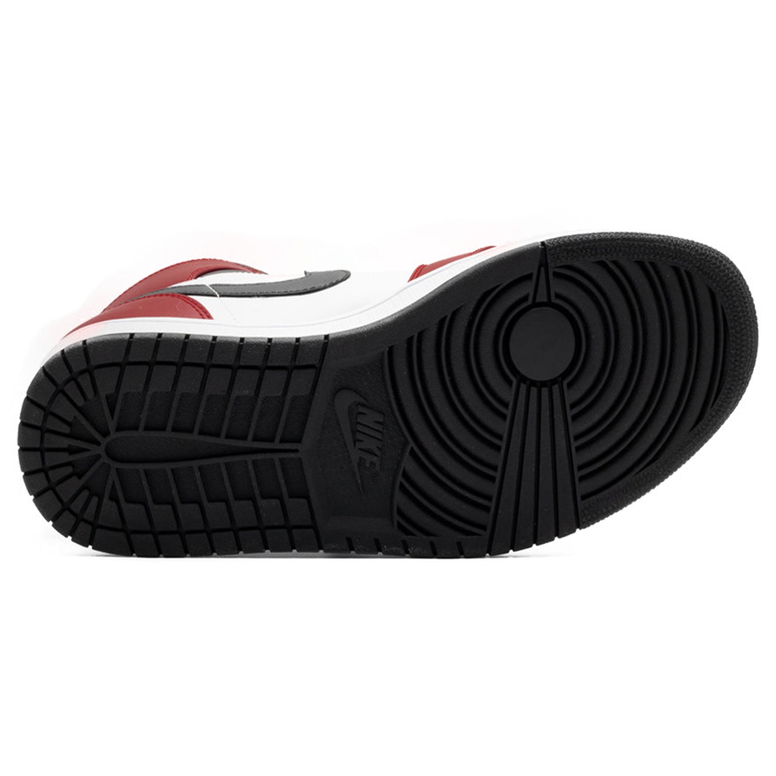 Jordan Air Jordan 1 Mid GS Leather Synthetic Youth Trainers#color_black black gym red
