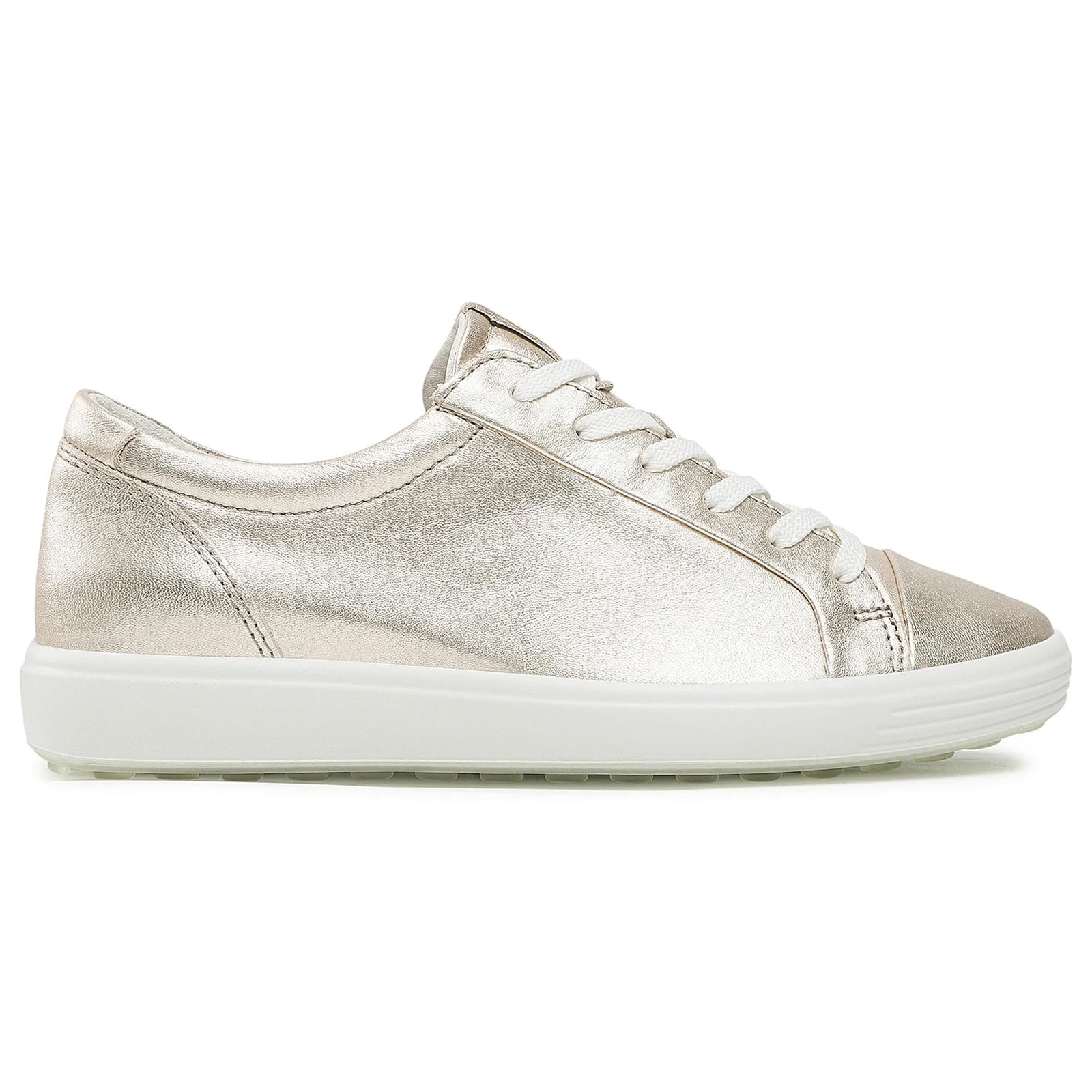 Ecco Soft 7 470303 Leather Womens Trainers#color_pure white gold