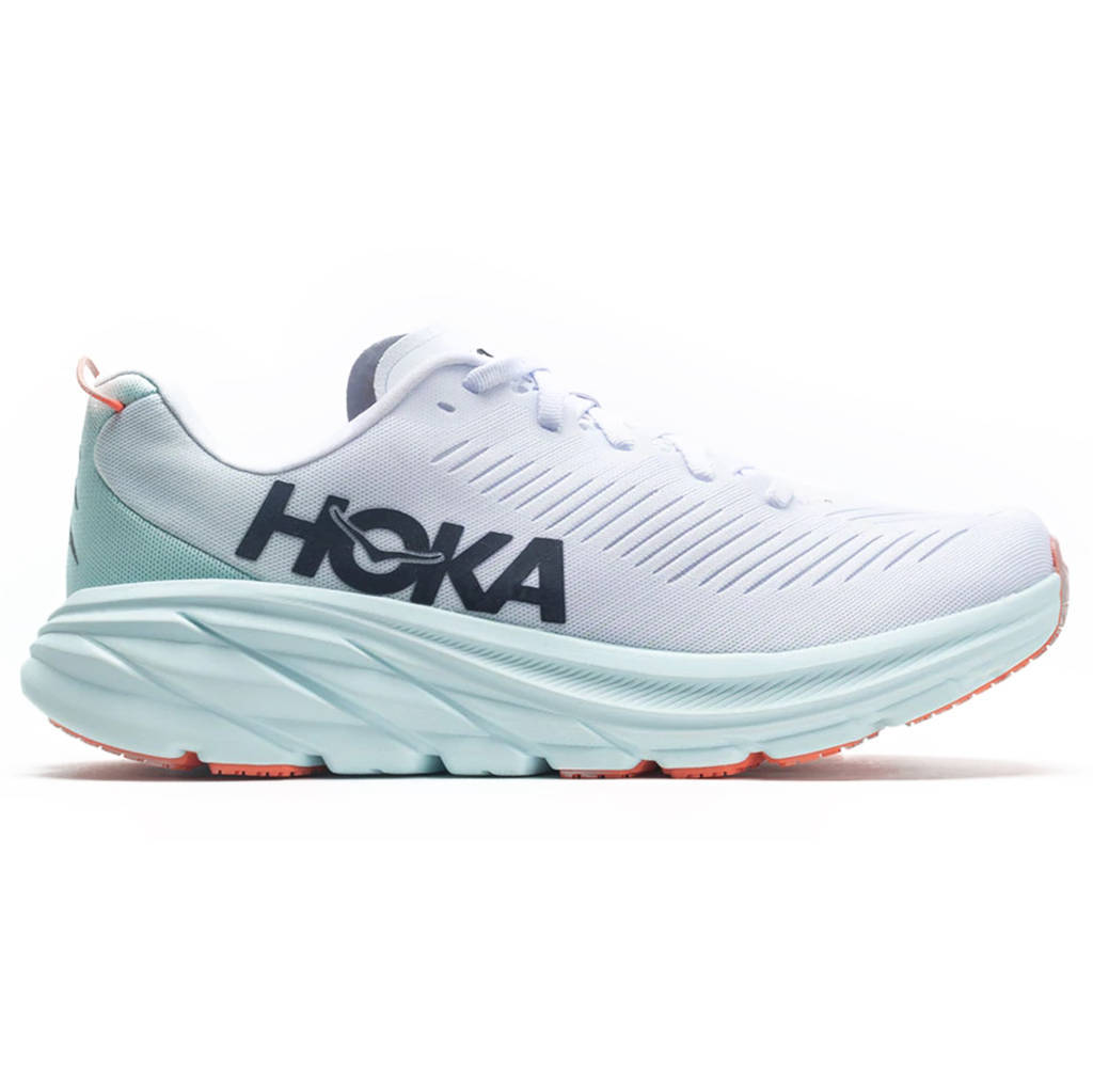 Hoka One One Rincon 3 Synthetic Textile Womens Trainers#color_white blue glass