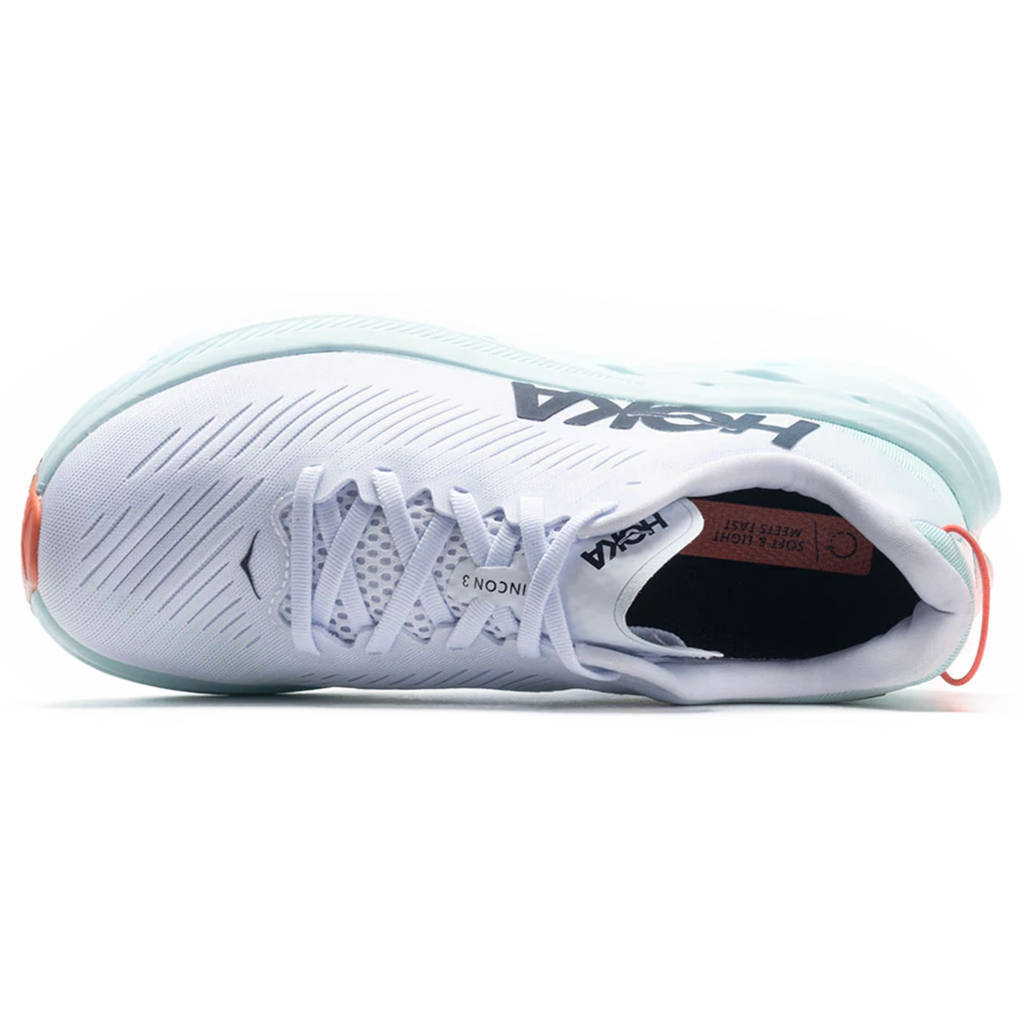 Hoka One One Rincon 3 Synthetic Textile Womens Trainers#color_white blue glass
