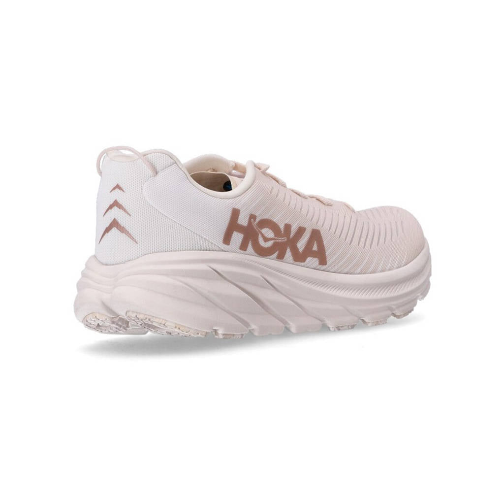 Hoka One One Rincon 3 Synthetic Textile Womens Trainers#color_eggnog rose gold