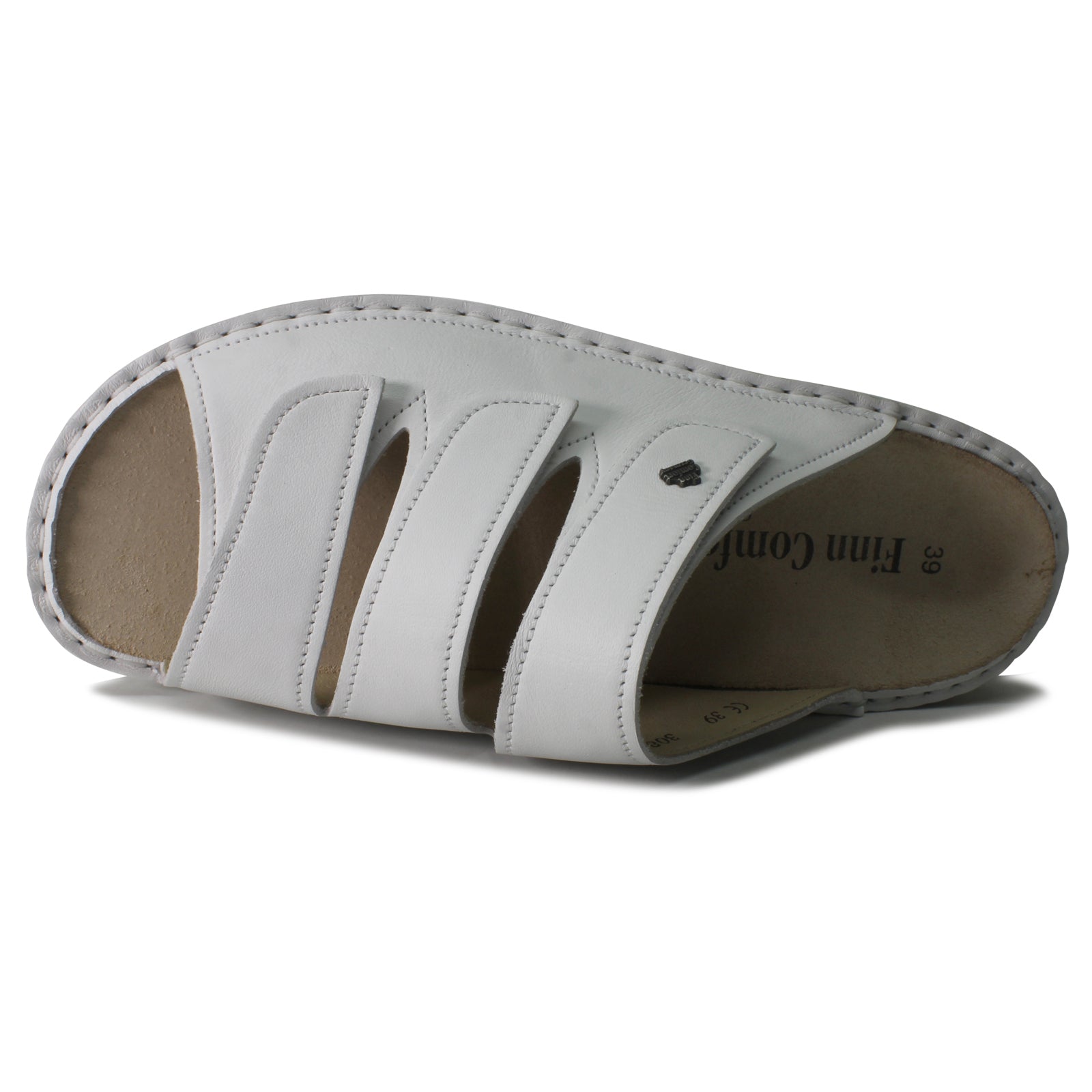 Finn Comfort Korfu Leather Womens Sandals#color_white