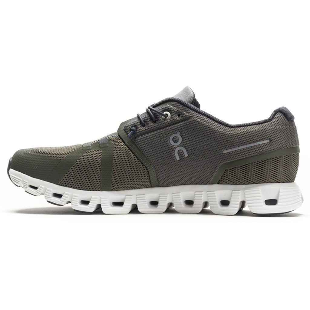 On Cloud 5 Textile Synthetic Mens Trainers#color_olive white