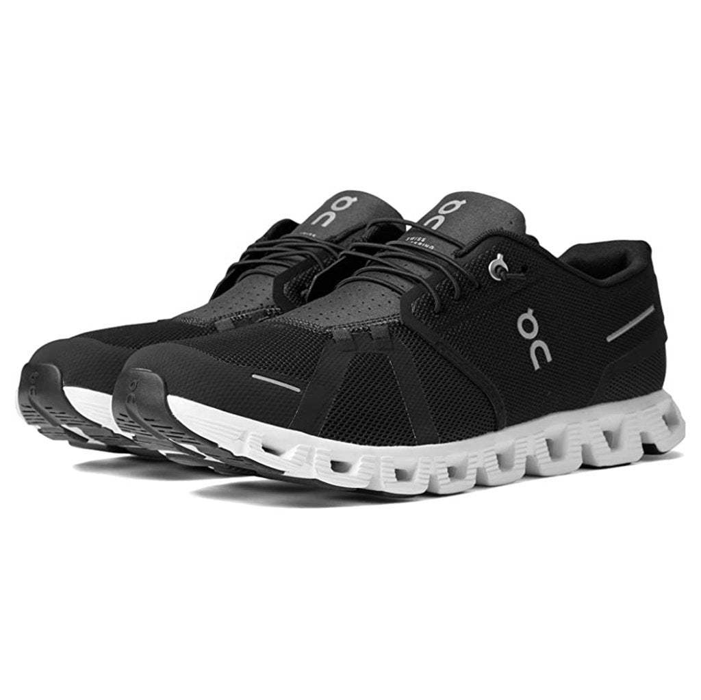 On Cloud 5 Textile Synthetic Mens Trainers#color_black white