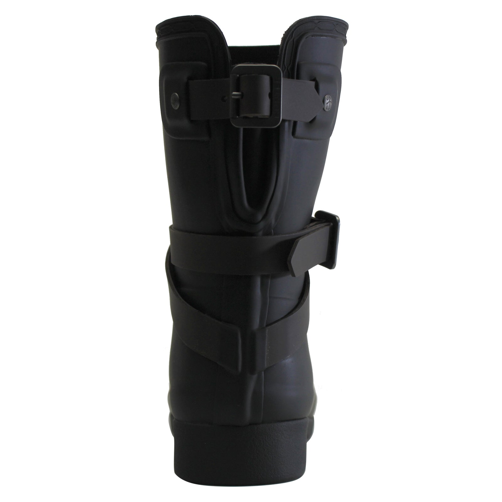 Hunter Refined Back Adjustable Ankle Strap Rubber Womens Boots#color_black bitter chocolate