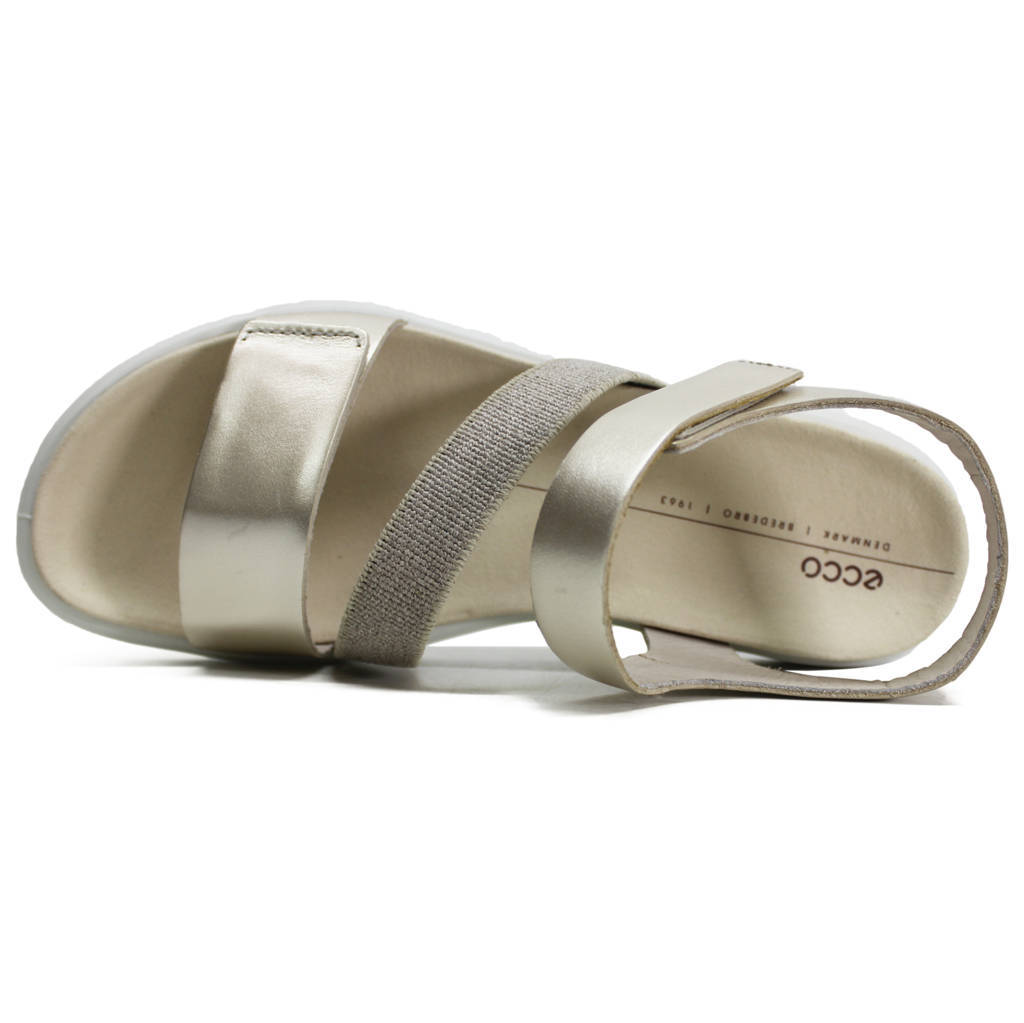 Ecco Flowt 273713 Leather Textile Womens Sandals#color_pure white gold