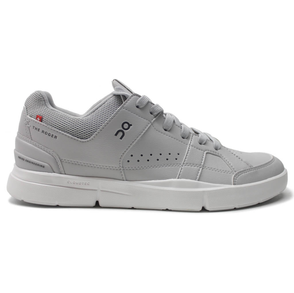 On The Roger Clubhouse Synthetic Leather Mens Trainers#color_glacier white