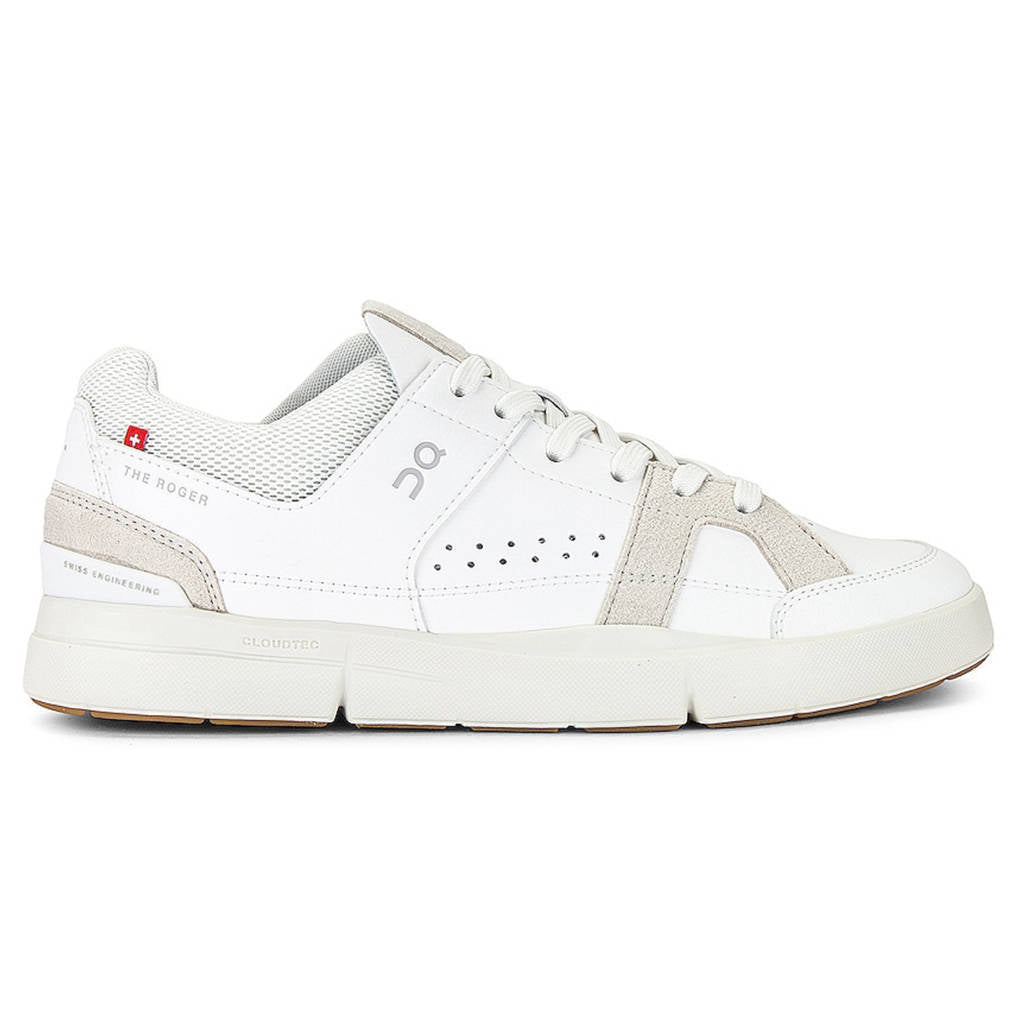 On The Roger Clubhouse Synthetic Leather Mens Trainers#color_white sand