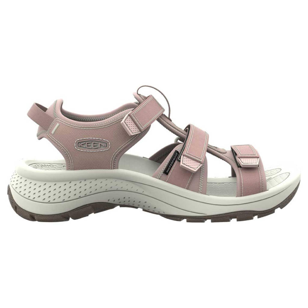 Keen Astoria West Open Toe Textile Synthetic Womens Sandals#color_fawn silver birch