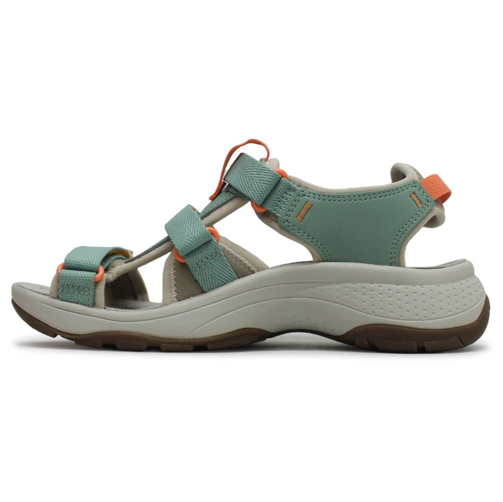 Keen Astoria West Open Toe Textile Synthetic Womens Sandals#color_granite green tangerine