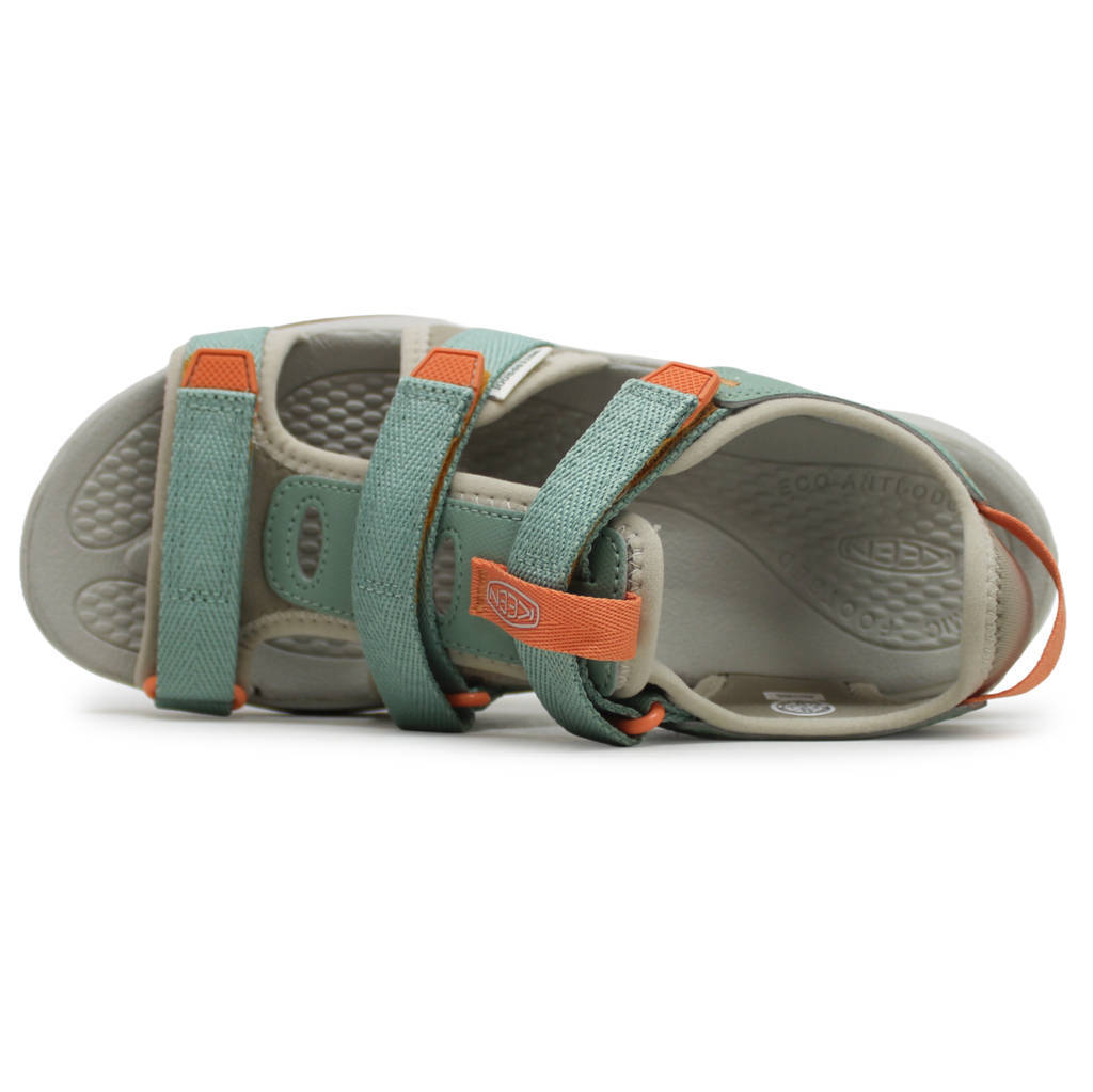 Keen Astoria West Open Toe Textile Synthetic Womens Sandals#color_granite green tangerine