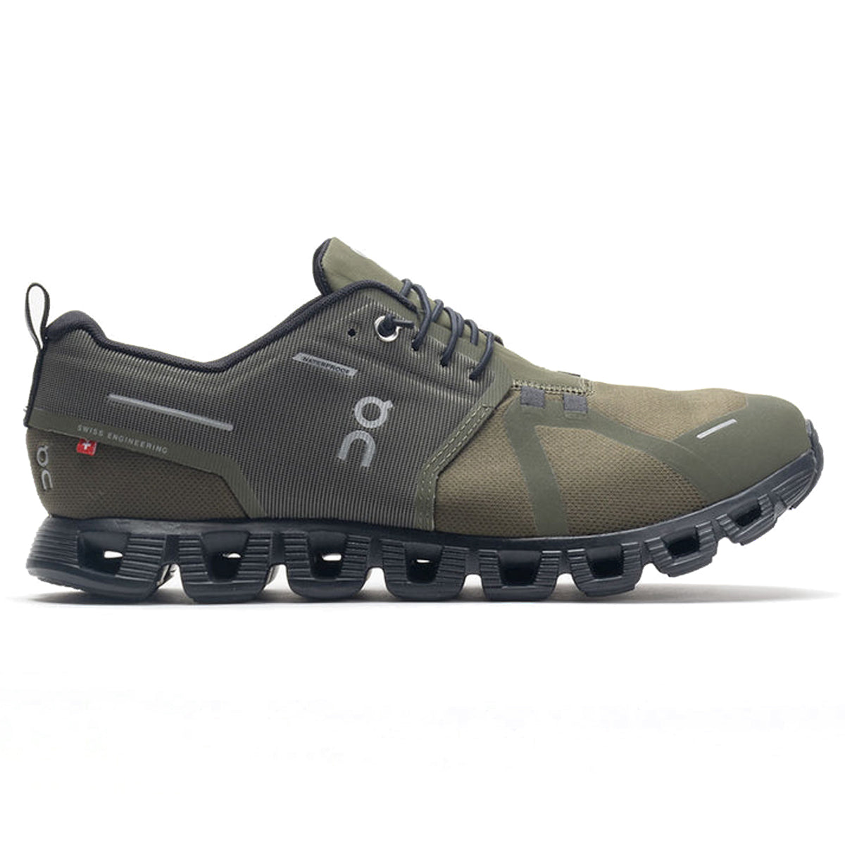 On Cloud 5 Waterproof Textile Synthetic Mens Trainers#color_olive black