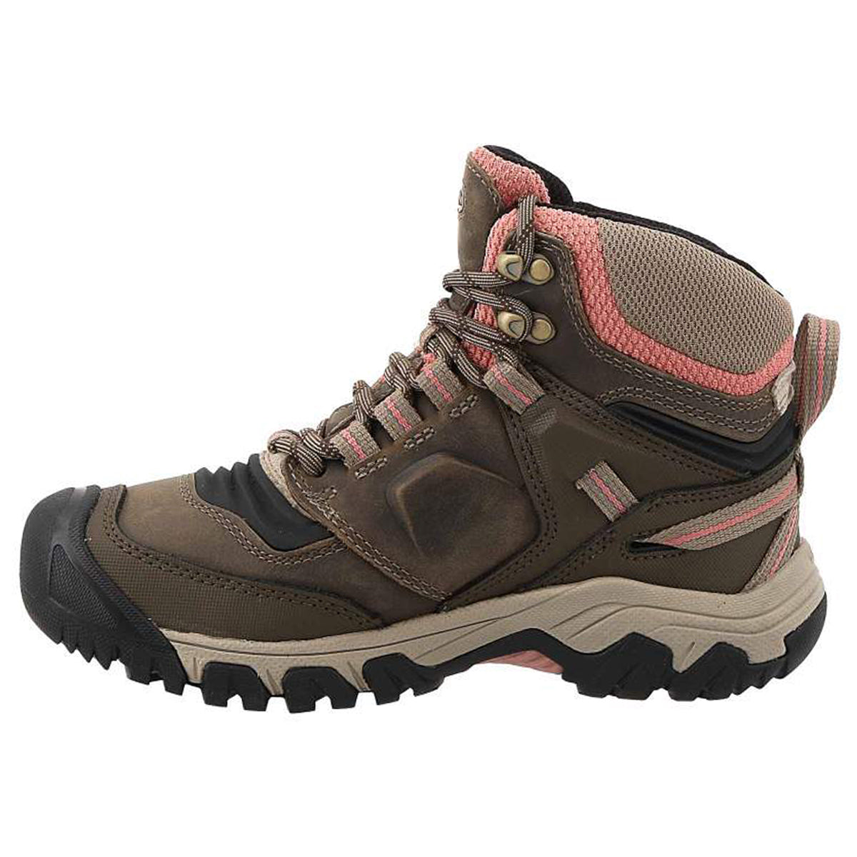 Keen Ridge Flex Mid WP Leather Textile Womens Boots#color_timberwolf brick dust