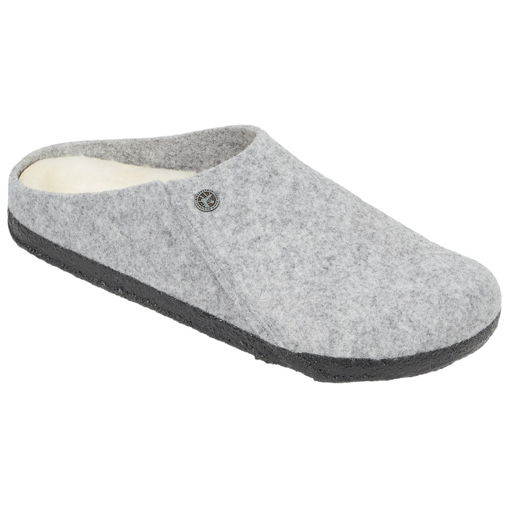 Birkenstock Zermatt Rivet Shearling Wool Unisex Sandals#color_light gray black