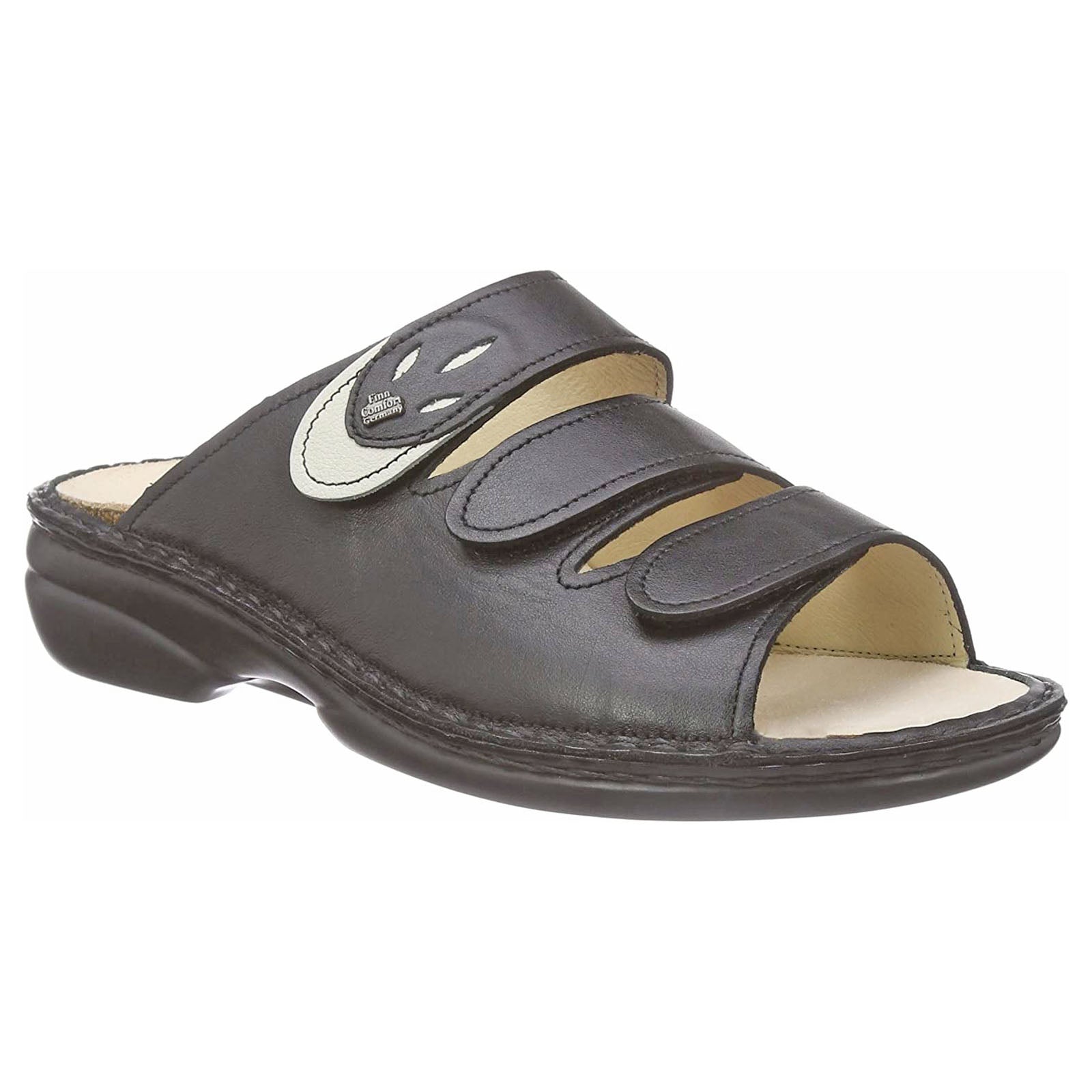 Finn Comfort Kos Leather Womens Sandals#color_black jasmin