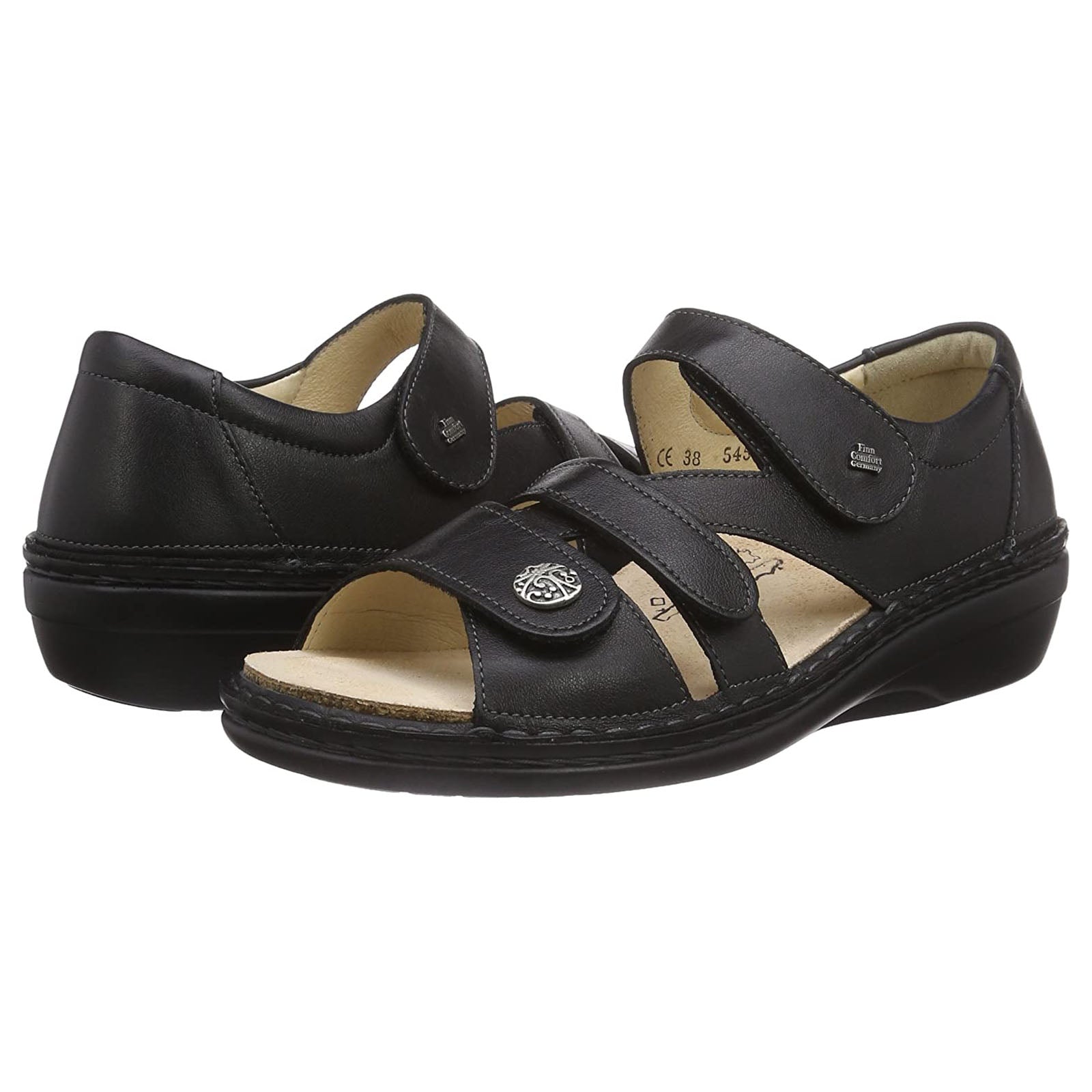 Finn Comfort Sintra Soft Leather Womens Sandals#color_black