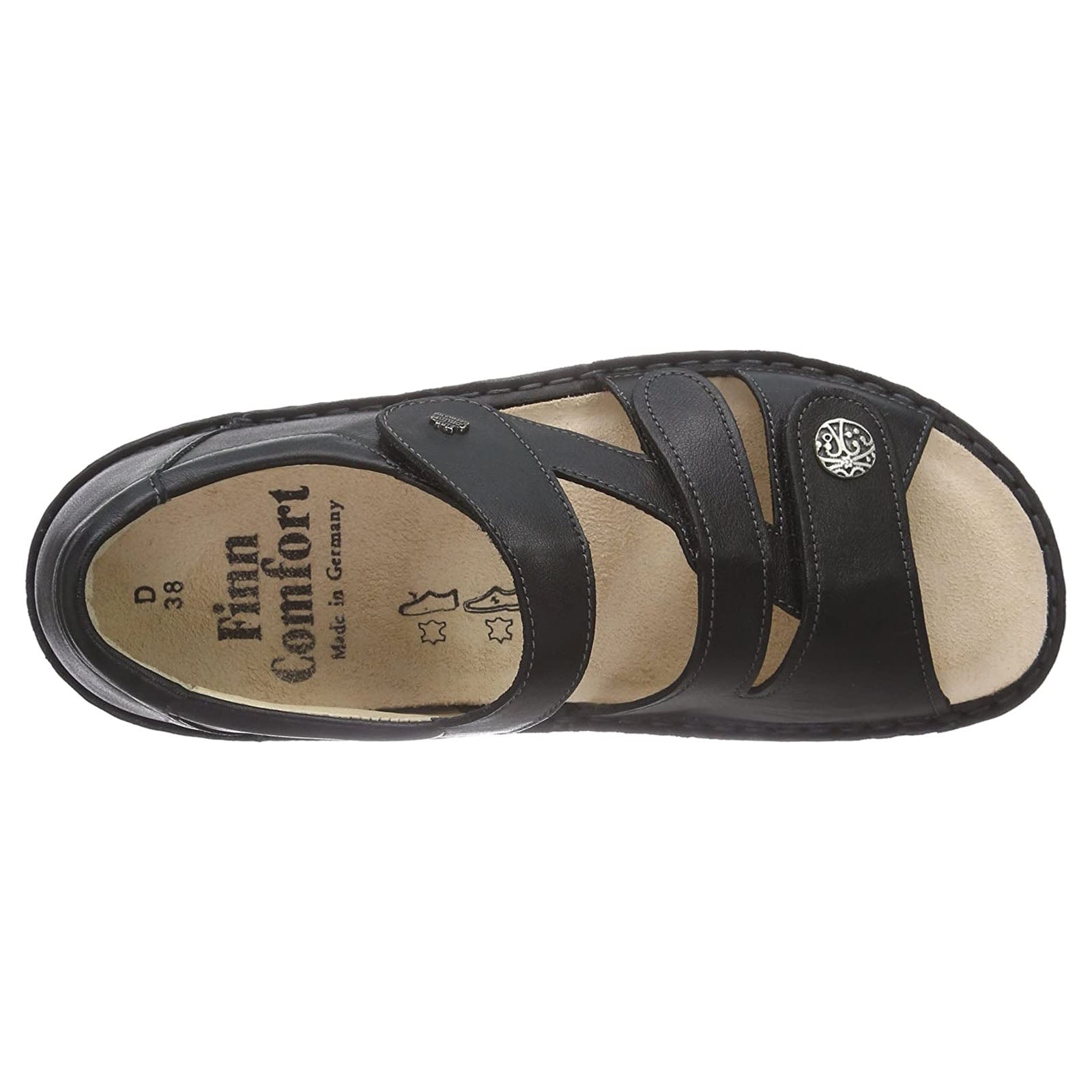 Finn Comfort Sintra Soft Leather Womens Sandals#color_black