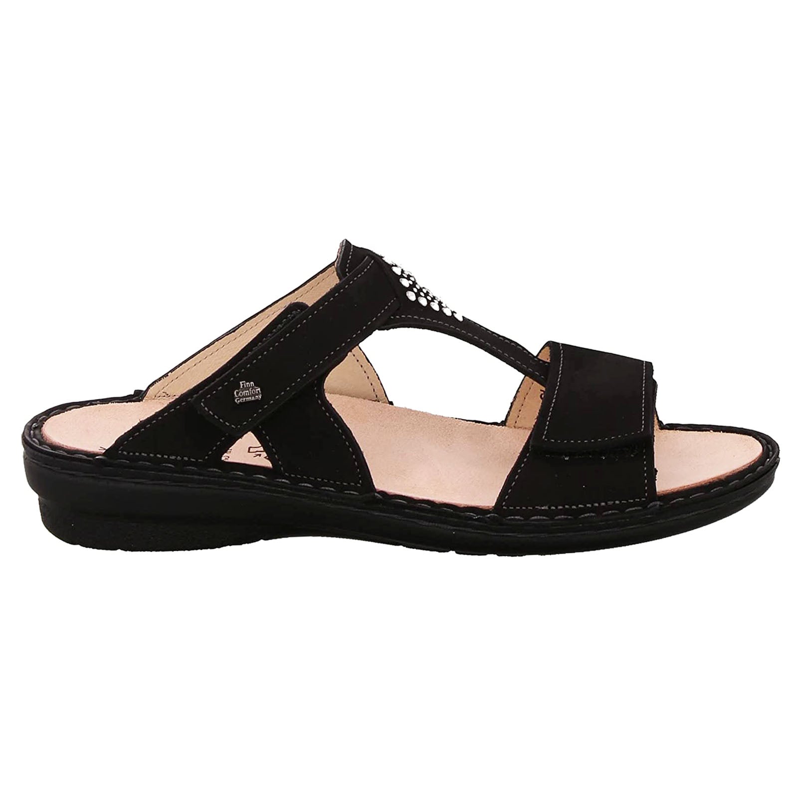 Finn Comfort Verin Nubuck Womens Sandals#color_black