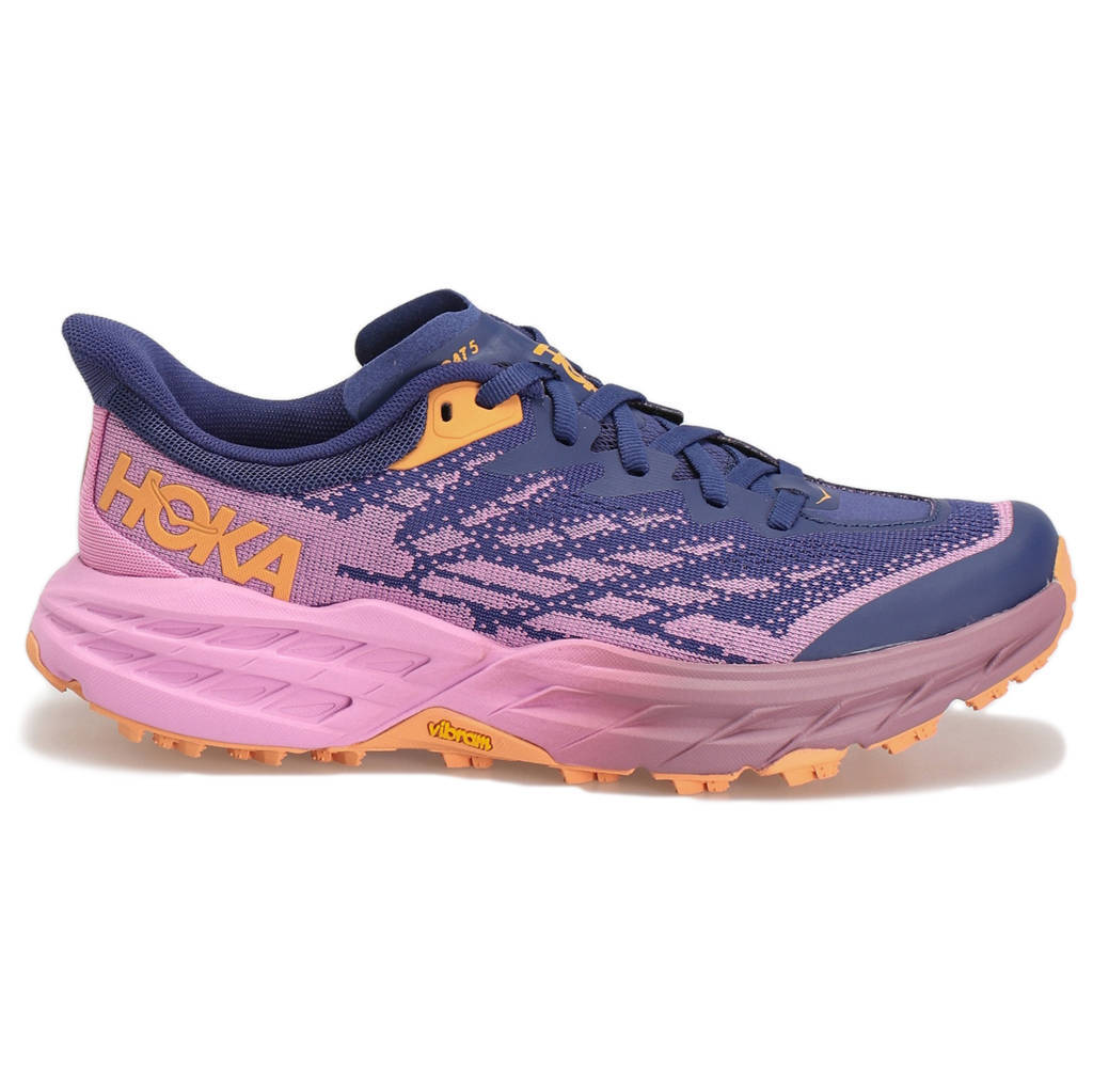 Hoka One One Speedgoat 5 Textile Synthetic Womens Trainers#color_bellwether blue cyclamen