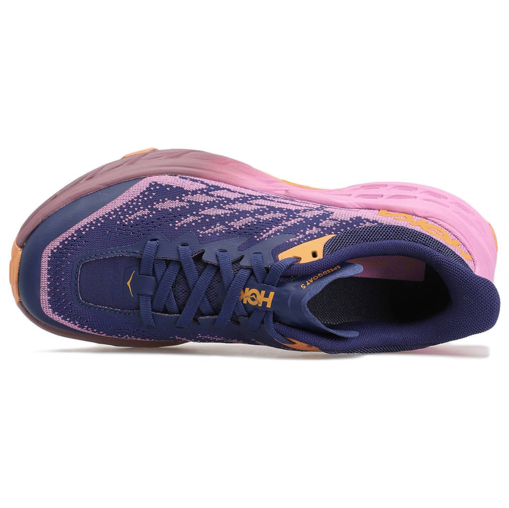 Hoka One One Speedgoat 5 Textile Synthetic Womens Trainers#color_bellwether blue cyclamen