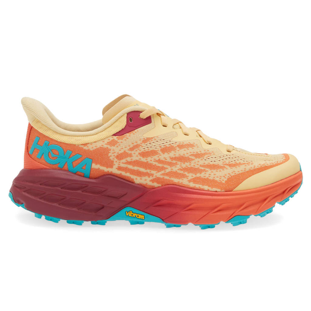 Hoka One One Speedgoat 5 Textile Synthetic Womens Trainers#color_impala flame