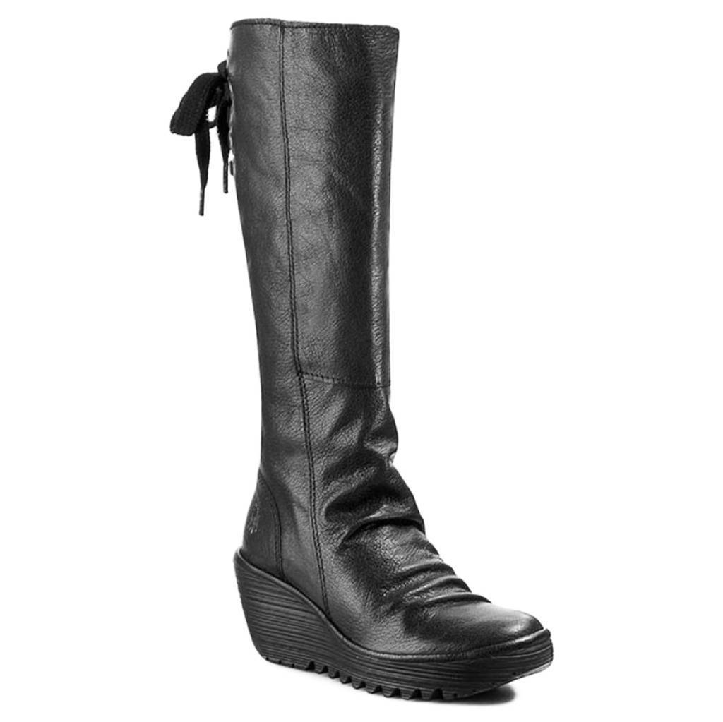 Fly London Womens Boots YUST Casual Zip Up Knee high Outdoor Mousse Leather - UK 6