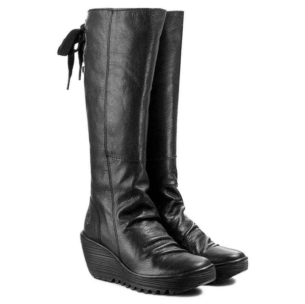Fly London Womens Boots YUST Casual Zip Up Knee high Outdoor Mousse Leather - UK 6