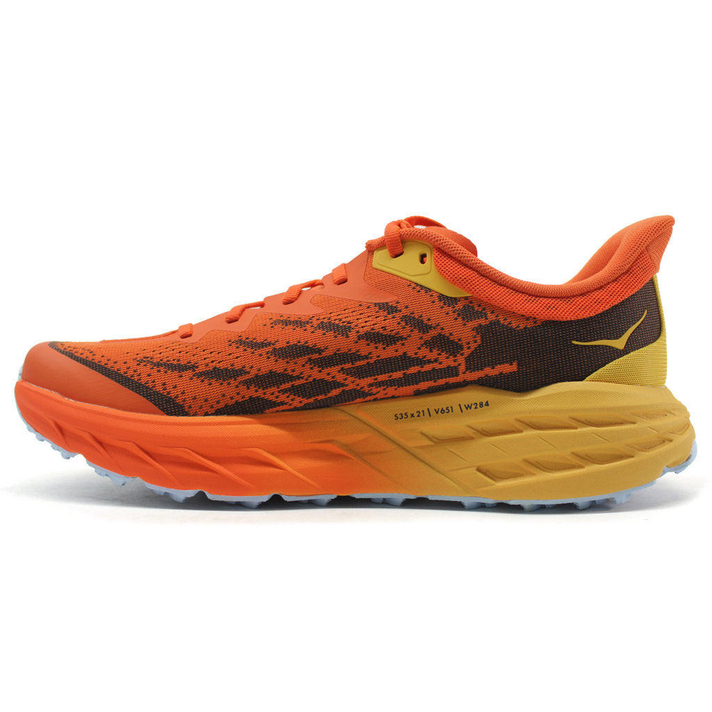 Hoka One One Speedgoat 5 Textile Synthetic Mens Trainers#color_puffins bill amber yellow