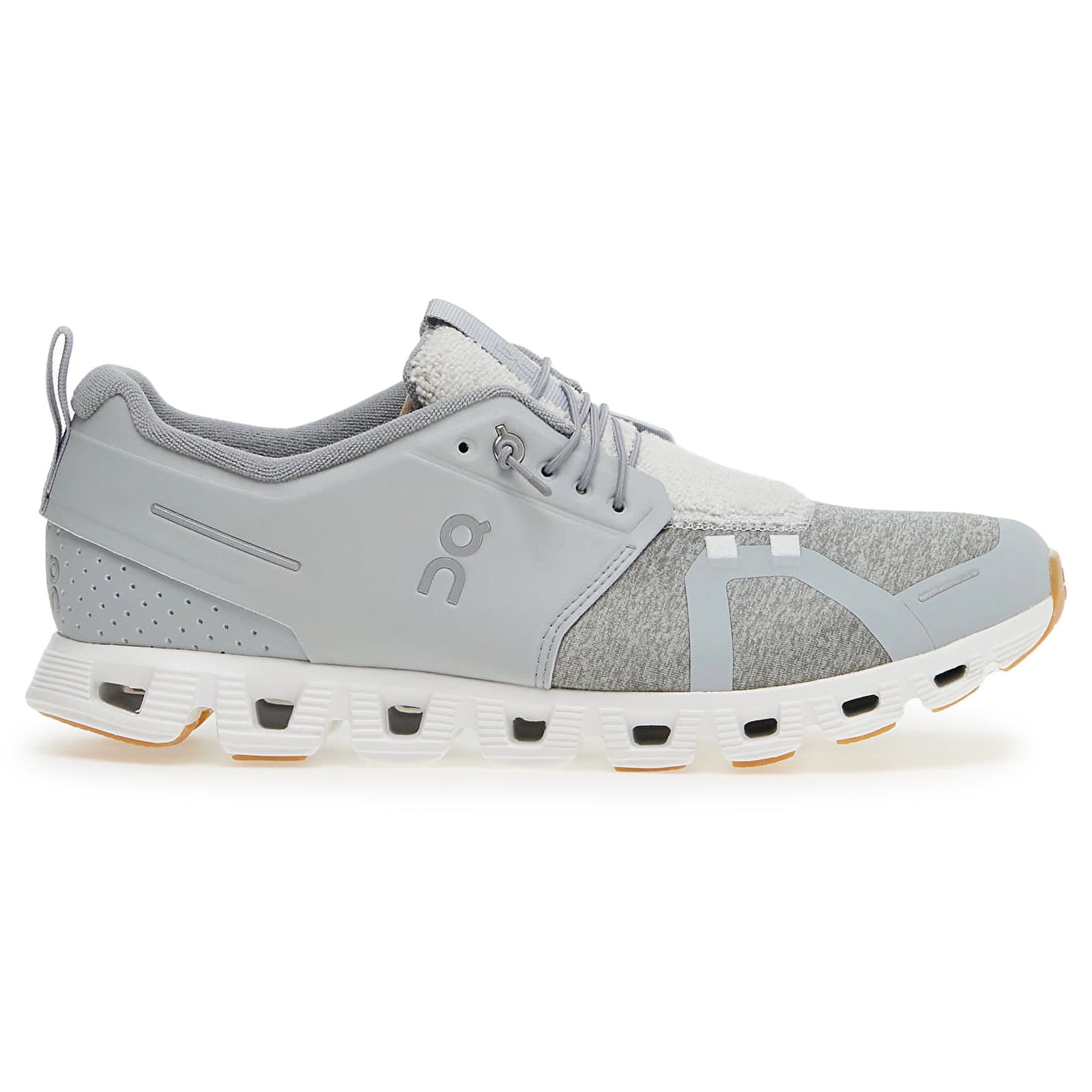 On Cloud 5 Terry Textile Synthetic Mens Sneakers#color_glacier white