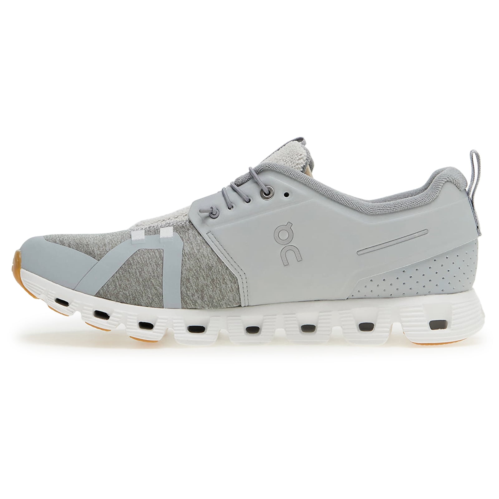 On Cloud 5 Terry Textile Synthetic Mens Sneakers#color_glacier white