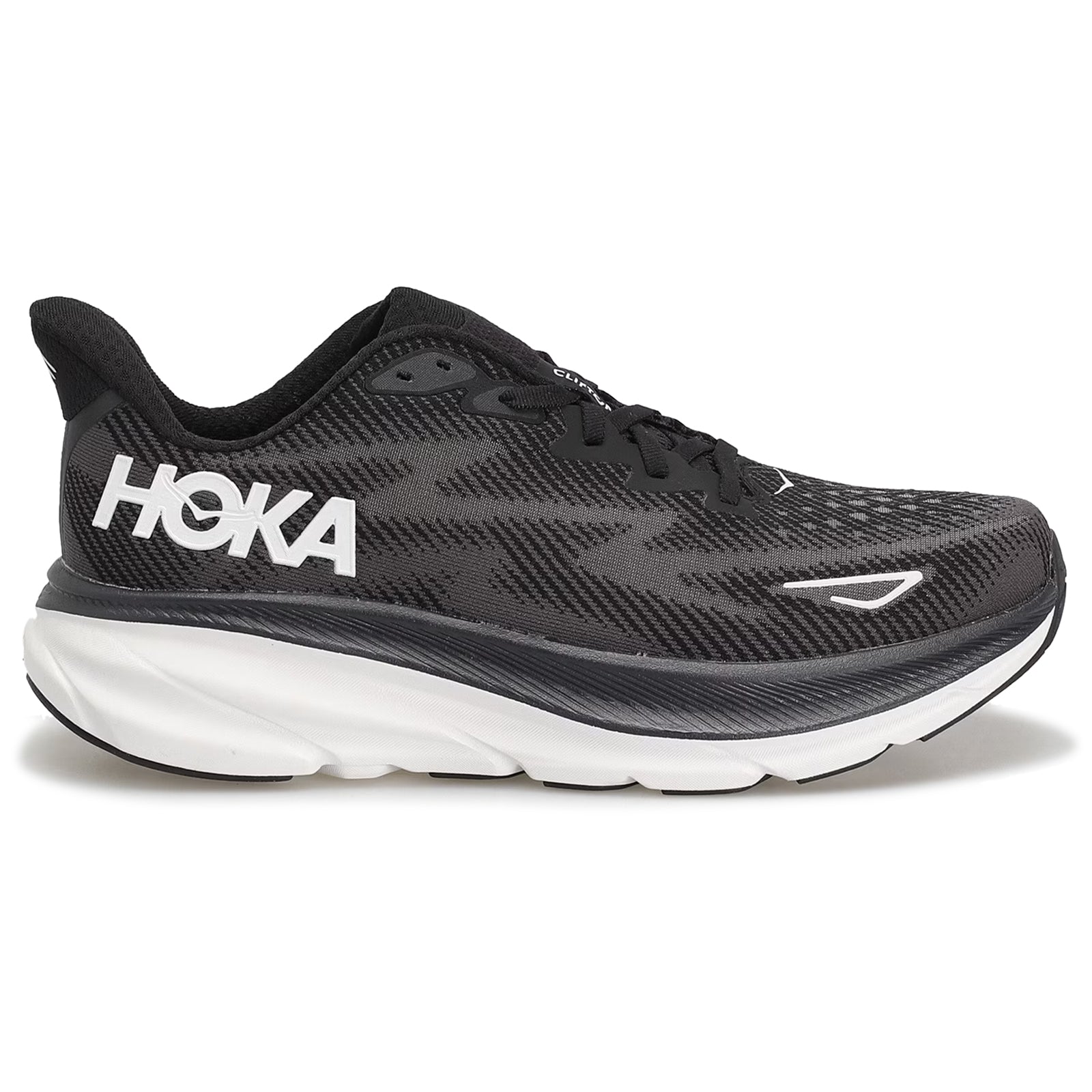 Hoka Clifton 9 Textile Mens Trainers#color_black white