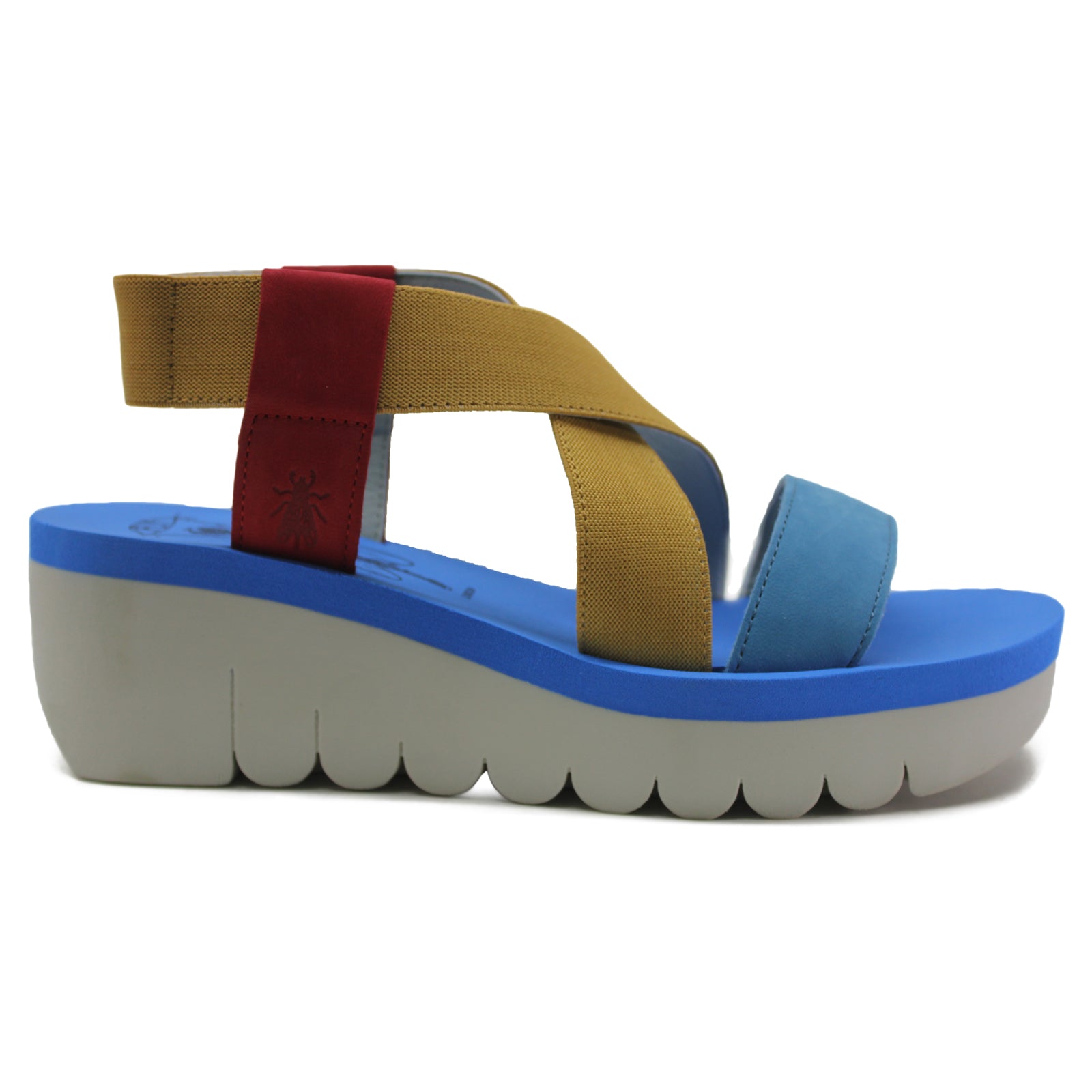 Fly London YABI922FLY Leather Womens Sandals#color_lipstick red yellow azurre