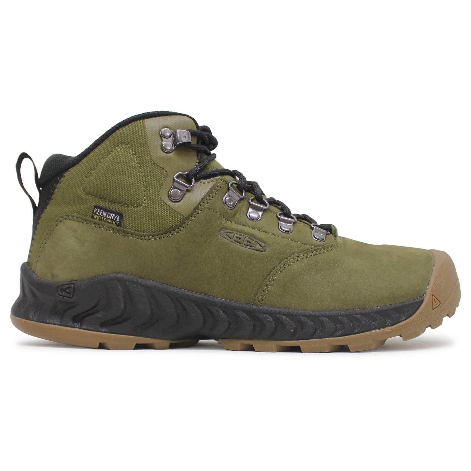 Keen NXIS Explorer Mid Waterproof Nubuck Leather Men's Lightweight Hiking Boots#color_dark olive black
