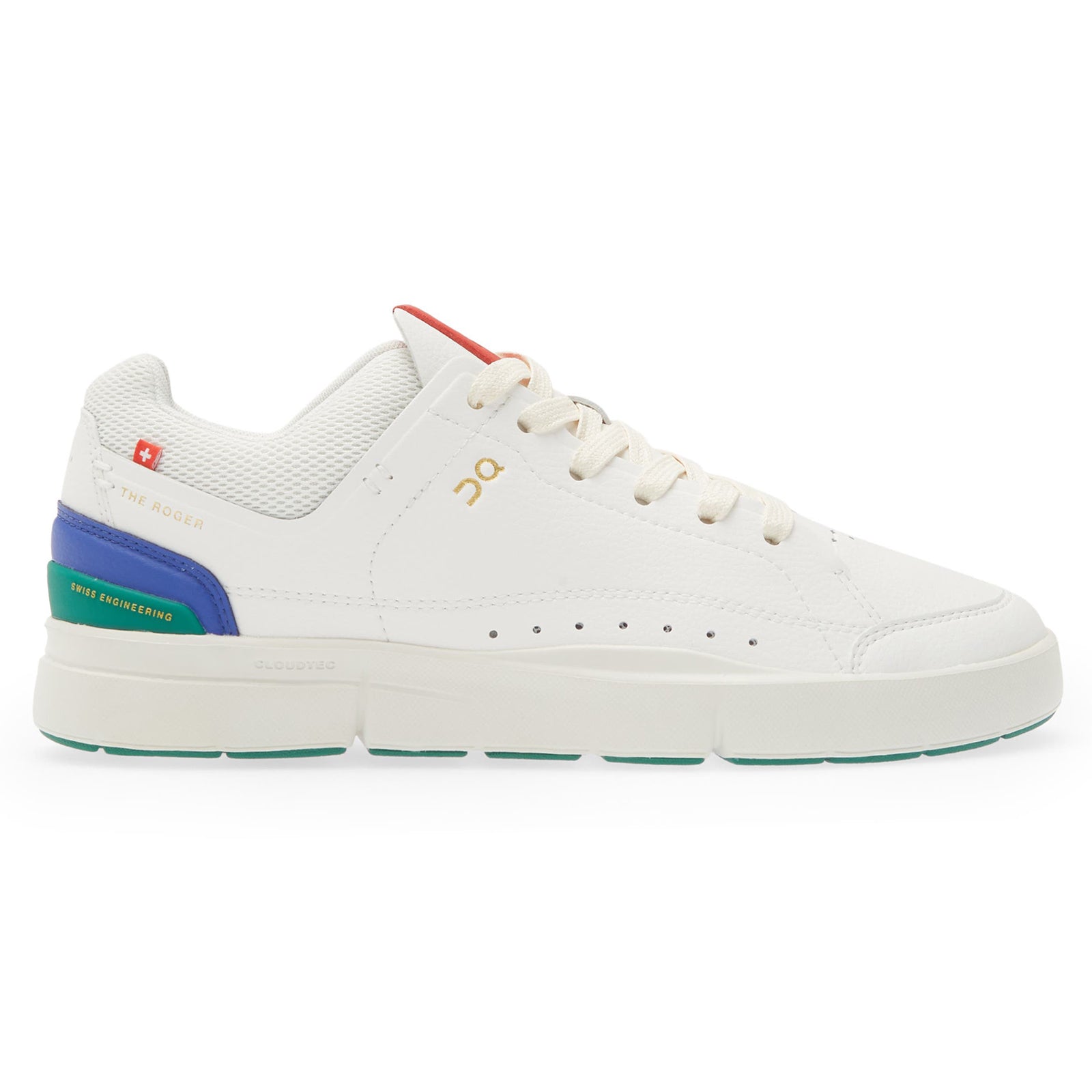 On The Roger Centre Court Synthetic Leather Womens Trainers#color_white emerald