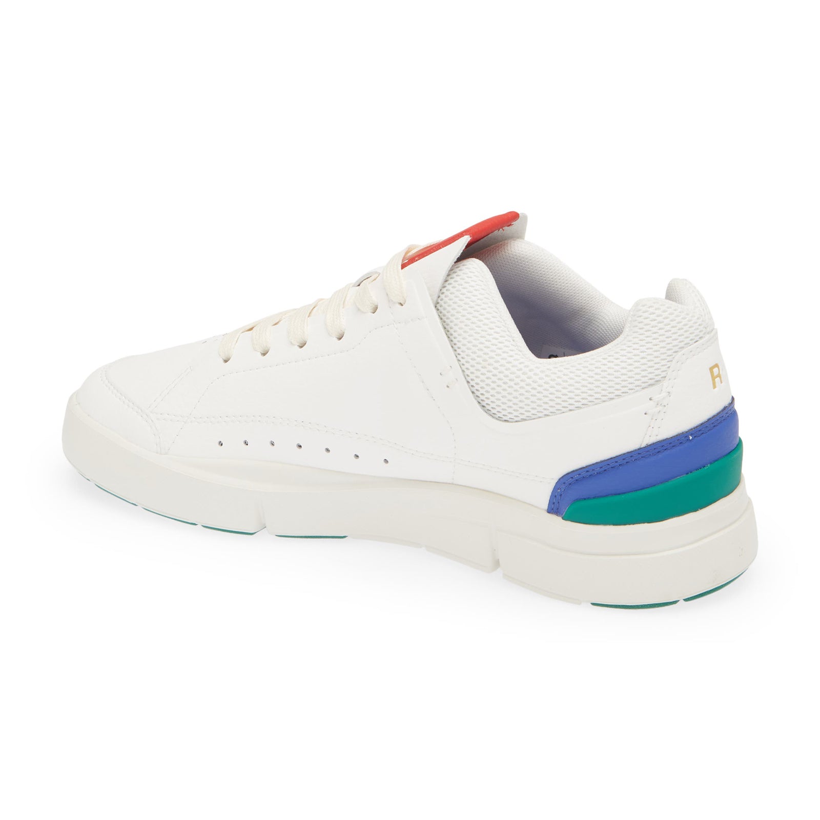 On The Roger Centre Court Synthetic Leather Womens Trainers#color_white emerald