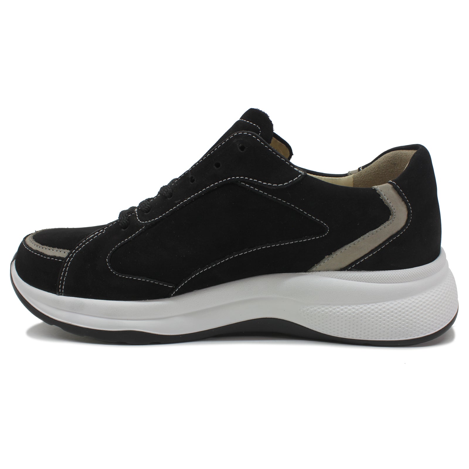 Finn Comfort Piccadilly Nubuck Leather Womens Shoes#color_black pashmina