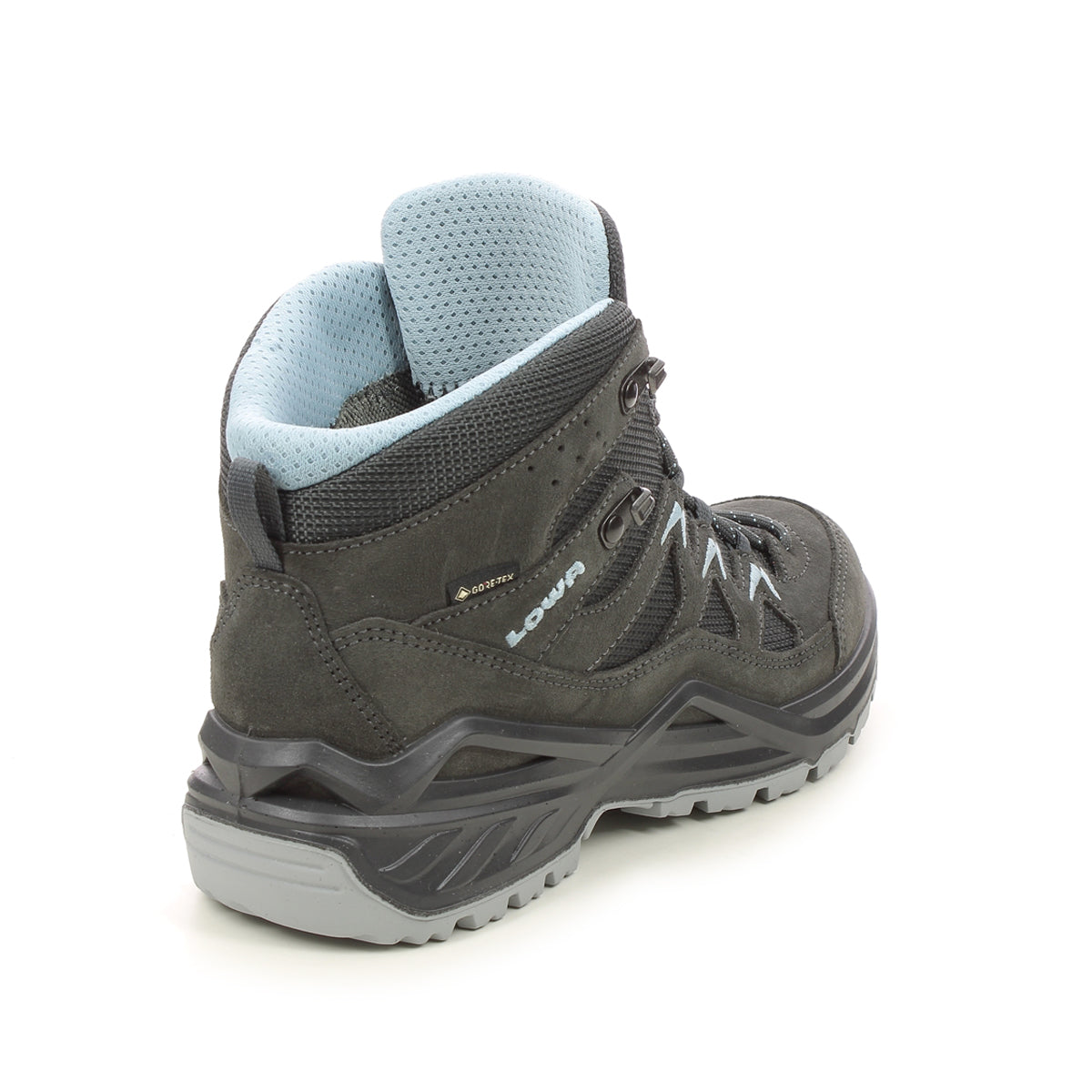 Lowa Sirkos Evo GTX Mid Suede Textile Womens Boots#color_anthracite ice blue