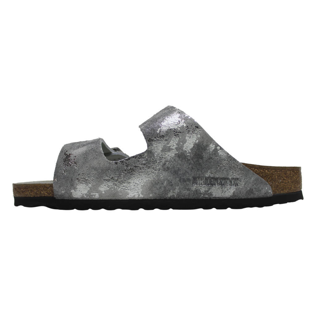 Birkenstock Arizona BS Suede Leather Unisex Sandals#color_vintage metallic gray silver