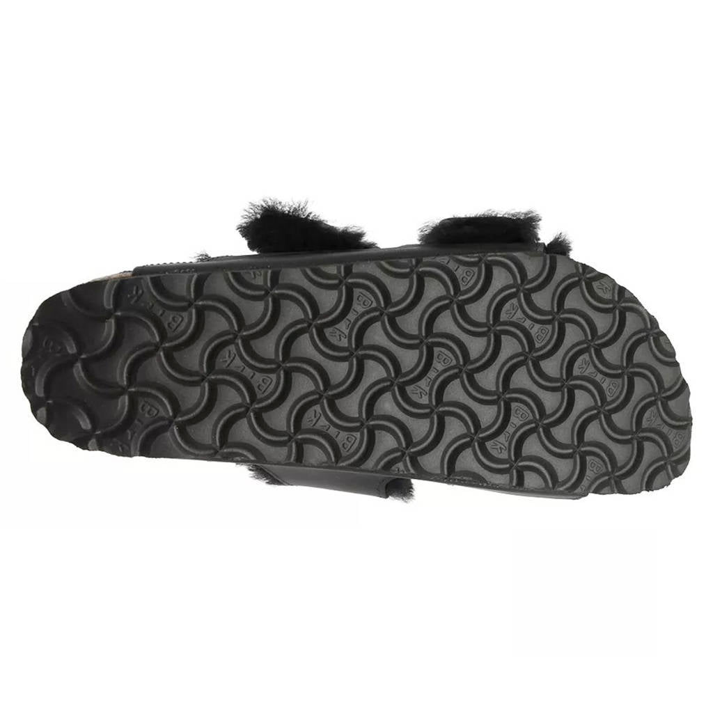 Birkenstock Arizona Big Buckle Shearling Oiled Leather Unisex Sandals#color_black